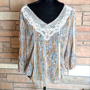 Meadow Rue Anthropologie blouse with peekaboo lace